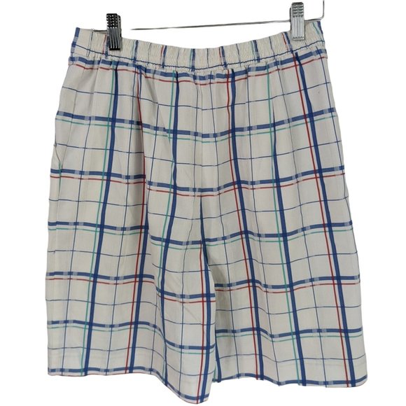 VINTAGE David Smith Womens White Plaid Pleated Shorts Size 14 - Made in USA - Picture 2 of 12